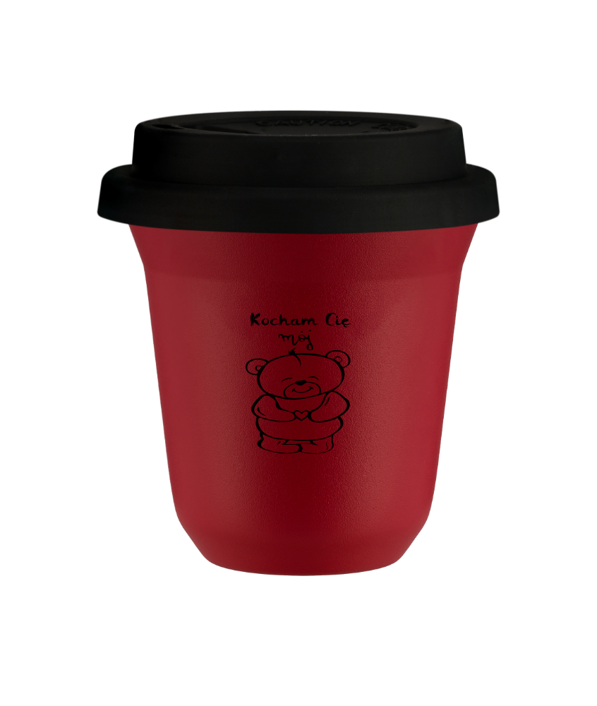 Cup 150 ml RED, with black lid