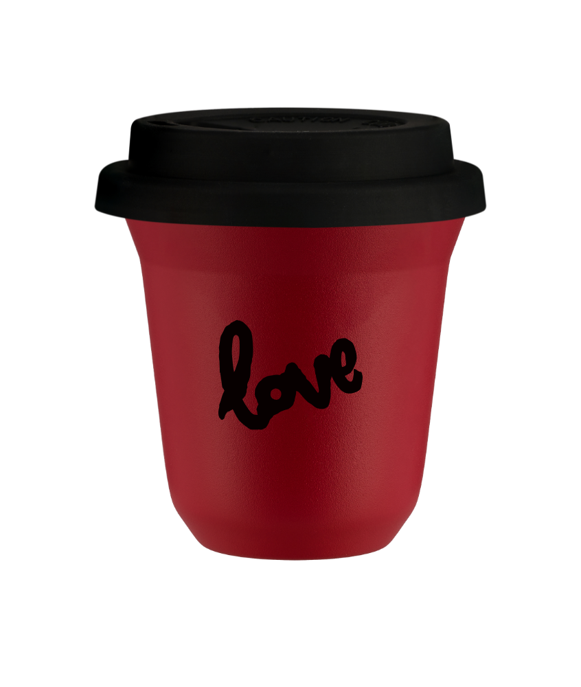 Cup 240 ml RED, with black lid