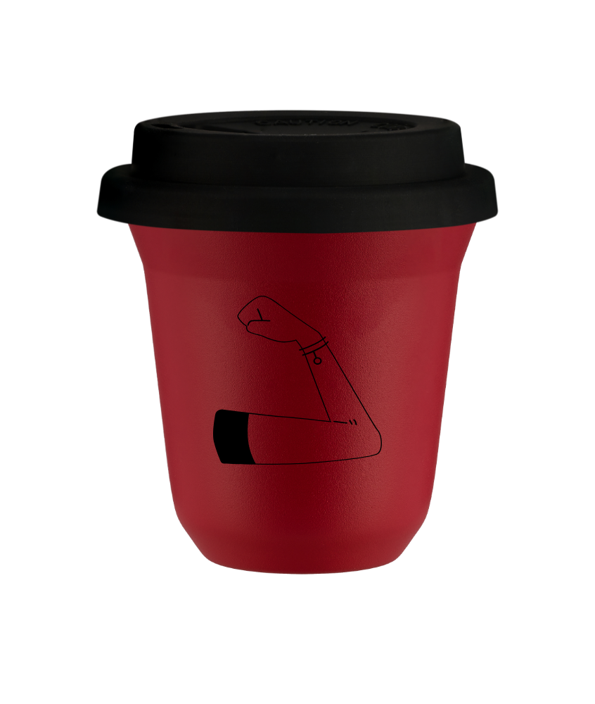 Cup 150 ml RED, with black lid