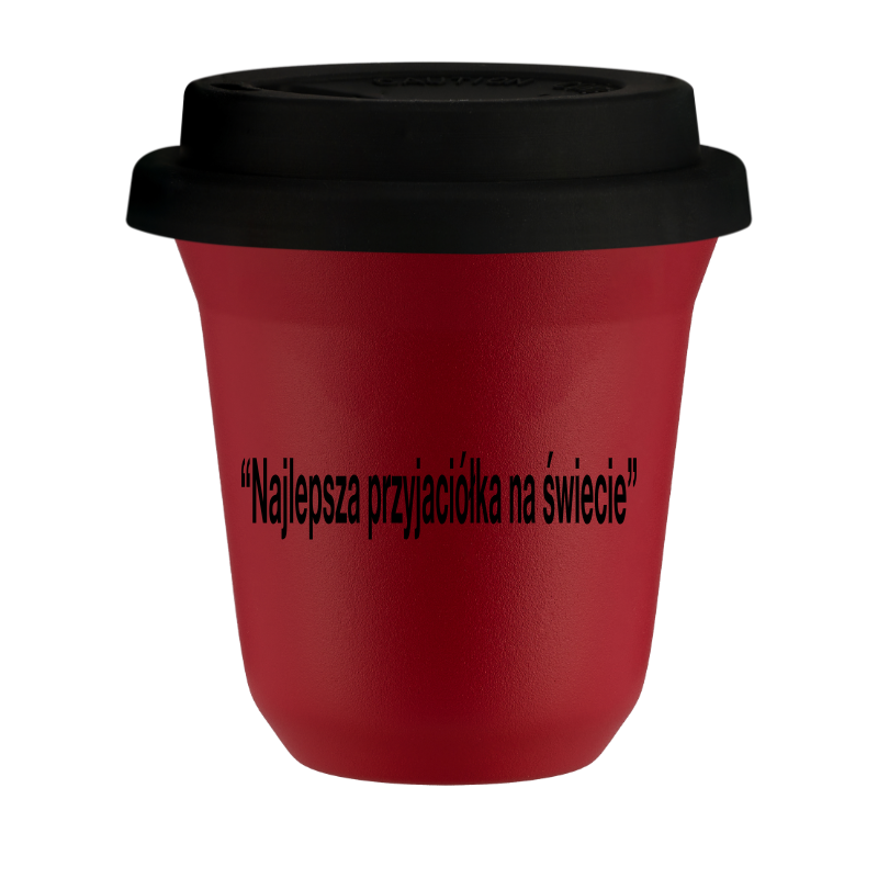 Kubek 240 ml CZERWONY "Najlepsza przyjaciółka na świecie", z czarną pokrywką