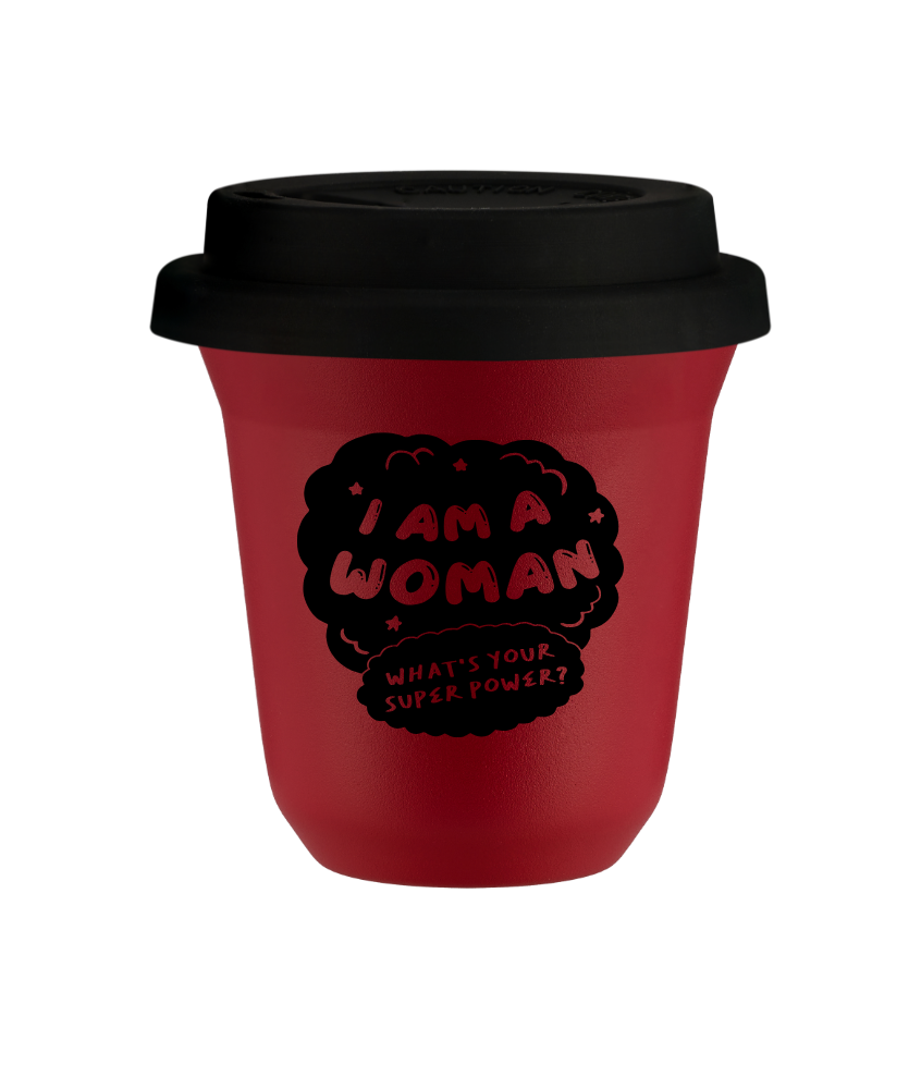 Cup 80 ml RED, with black lid