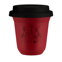 Cup 150 ml RED, with black lid