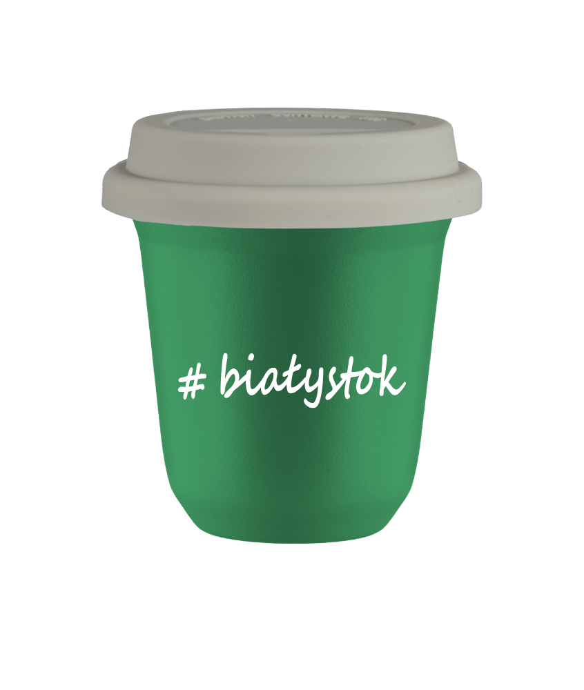 Kubek 240 ml ZIELONY Białystok z pokrywką biala kubek termiczny na kawe | 75,00 zł Kubek 240 ml ZIELONY Białystok z pokrywką biala kubek termiczny na kawe | 75,00 zł
