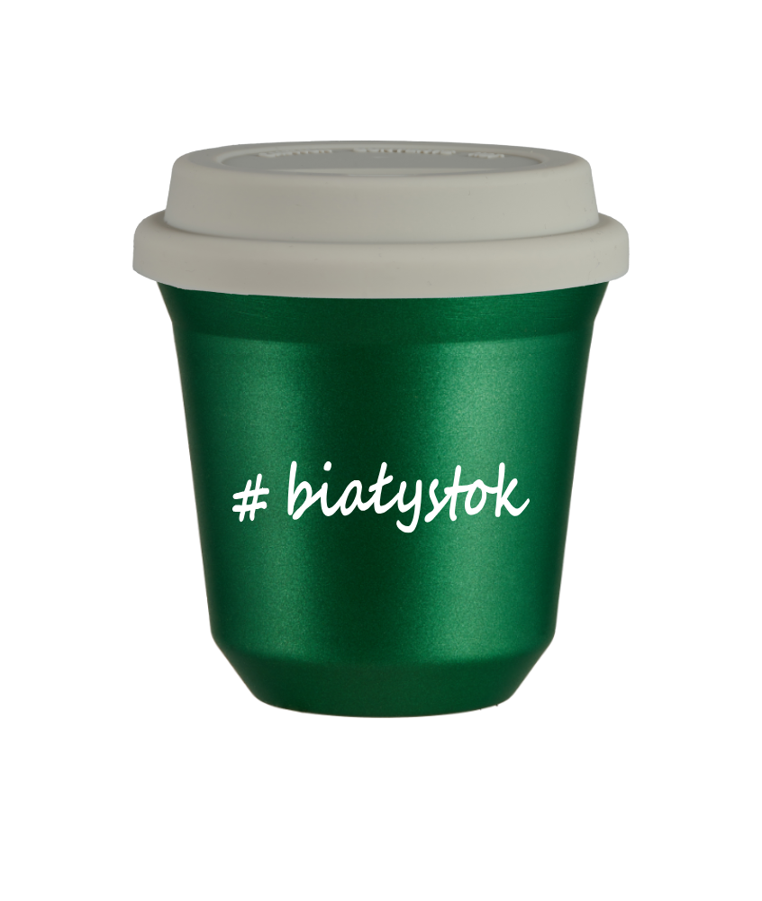 Kubek 150 ml ZIELONY METALIC Białystok z pokrywką biala kubek termiczny na kawe | 70,00 zł Kubek 150 ml ZIELONY METALIC Białystok z pokrywką biala kubek termiczny na kawe | 70,00 zł