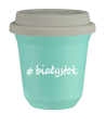 Kubek 150 ml TURKUSOWY Białystok z pokrywką biala kubek termiczny na kawe | 70,00 zł