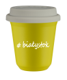 Kubek 240 ml ŻÓŁTY Białystok z pokrywką biala kubek termiczny na kawe | 75,00 zł