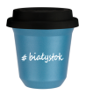 Kubek 150 ml BŁĘKITNY METALIC Białystok z pokrywką czarna kubek termiczny na kawe | 70,00 zł