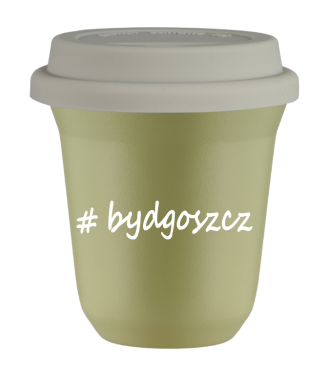 Kubek 150 ml PISTACJOWY Bydgoszcz z pokrywką biala