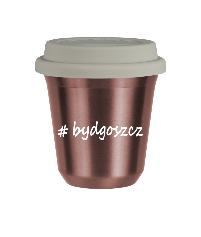 Kubek 240 ml RÓŻOWE ZŁOTO Bydgoszcz z pokrywką biala kubek termiczny na kawe | 75,00 zł