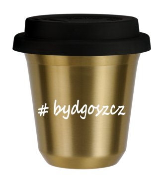 Kubek 80 ml ZŁOTY Bydgoszcz z pokrywką czarna