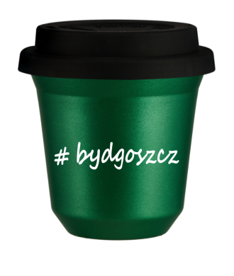 Kubek 150 ml ZIELONY METALIC Bydgoszcz z pokrywką czarna