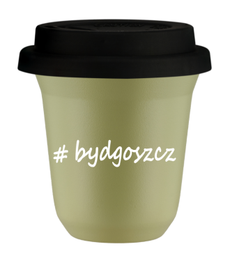 Kubek 240 ml PISTACJOWY Bydgoszcz z pokrywką czarna