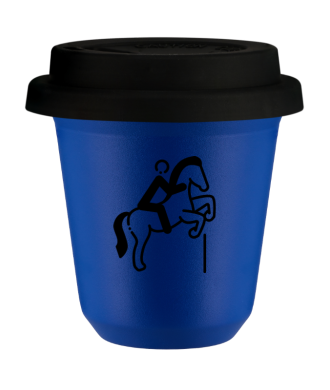 Kubek navy blue 80 ml, JEŹDZIECTWO 1 z pokrywką czarną