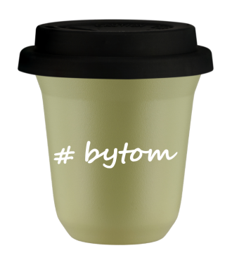 Kubek 150 ml PISTACJOWY Bytom z pokrywką czarna