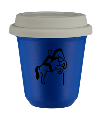 Kubek navy blue 80 ml, JEŹDZIECTWO 1 z pokrywką białą