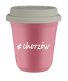 Kubek 240 ml RÓŻOWY Chorzów z pokrywką biala kubek termiczny na kawe | 75,00 zł