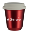 Kubek 150 ml CZERWONY METALIC Chorzów z pokrywką biala kubek termiczny na kawe | 70,00 zł