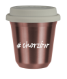 Kubek 240 ml RÓŻOWE ZŁOTO Chorzów z pokrywką biala kubek termiczny na kawe | 75,00 zł