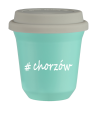 Kubek 150 ml TURKUSOWY Chorzów z pokrywką biala kubek termiczny na kawe | 70,00 zł