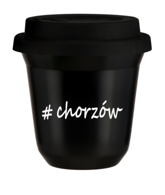 Kubek 240 ml CZARNY Chorzów z pokrywką czarna