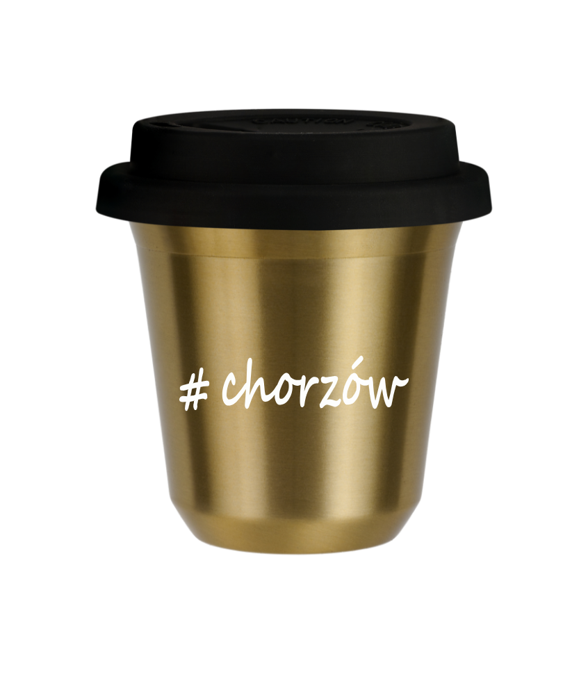 Kubek 150 ml ZŁOTY Chorzów z pokrywką czarna kubek termiczny na kawe | 70,00 zł Kubek 150 ml ZŁOTY Chorzów z pokrywką czarna kubek termiczny na kawe | 70,00 zł