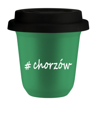 Kubek 80 ml ZIELONY Chorzów z pokrywką czarna