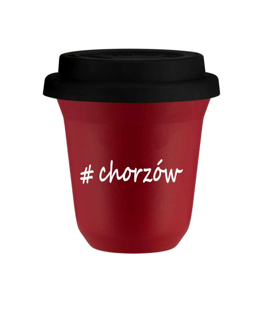 Kubek 150 ml CZERWONY Chorzów z pokrywką czarna kubek termiczny na kawe | 70,00 zł
