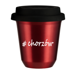 Cup 150 ml METALLIC RED "Chorzów", with black lid