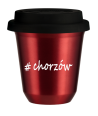 Kubek 240 ml CZERWONY METALIC Chorzów z pokrywką czarna kubek termiczny na kawe | 75,00 zł