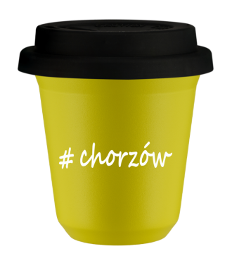 Kubek 80 ml ŻÓŁTY Chorzów z pokrywką czarna