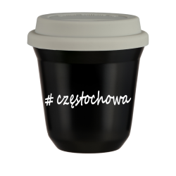 Cup 240 ml BLACK "Częstochowa", with white lid