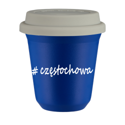 Cup 80 ml BLUE "Częstochowa", with white lid