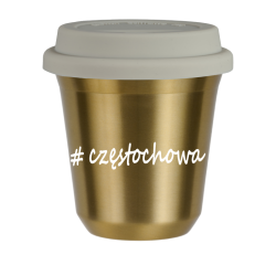 Cup 240 ml GOLD "Częstochowa", with white lid