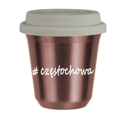 Cup 240 ml ROSE GOLD "Częstochowa", with white lid