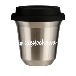 Cup 80 ml SILVER "Częstochowa", with black lid