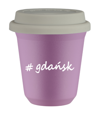 Kubek 150 ml LILIOWY Gdańsk z pokrywką biala