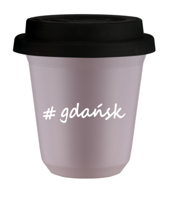 Kubek 240 ml LAWENDOWY Gdańsk z pokrywką czarna