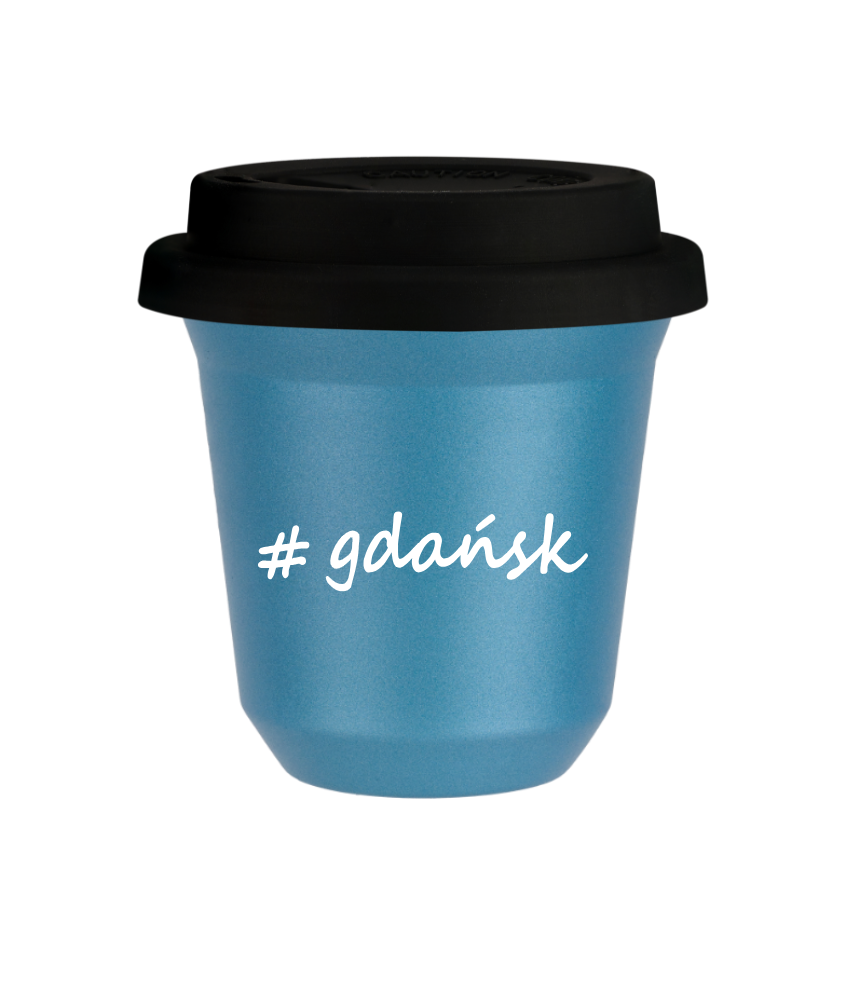 Kubek 150 ml BŁĘKITNY METALIC Gdańsk z pokrywką czarna kubek termiczny na kawe | 70,00 zł Kubek 150 ml BŁĘKITNY METALIC Gdańsk z pokrywką czarna kubek termiczny na kawe | 70,00 zł