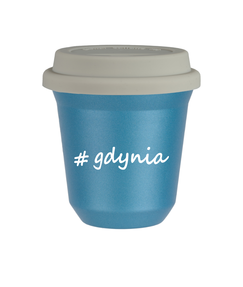 Kubek 150 ml BŁĘKITNY METALIC Gdynia z pokrywką biala kubek termiczny na kawe | 70,00 zł Kubek 150 ml BŁĘKITNY METALIC Gdynia z pokrywką biala kubek termiczny na kawe | 70,00 zł