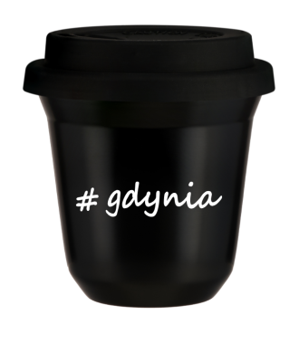 Kubek 240 ml CZARNY Gdynia z pokrywką czarna