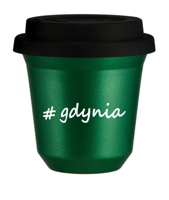 Kubek 80 ml ZIELONY METALIC Gdynia z pokrywką czarna