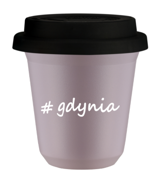 Kubek 150 ml LAWENDOWY Gdynia z pokrywką czarna