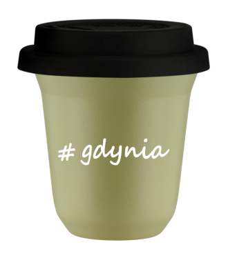 Kubek 80 ml PISTACJOWY Gdynia z pokrywką czarna