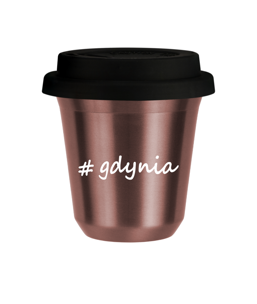 Kubek 150 ml RÓŻOWE ZŁOTO Gdynia z pokrywką czarna kubek termiczny na kawe | 70,00 zł Kubek 150 ml RÓŻOWE ZŁOTO Gdynia z pokrywką czarna kubek termiczny na kawe | 70,00 zł