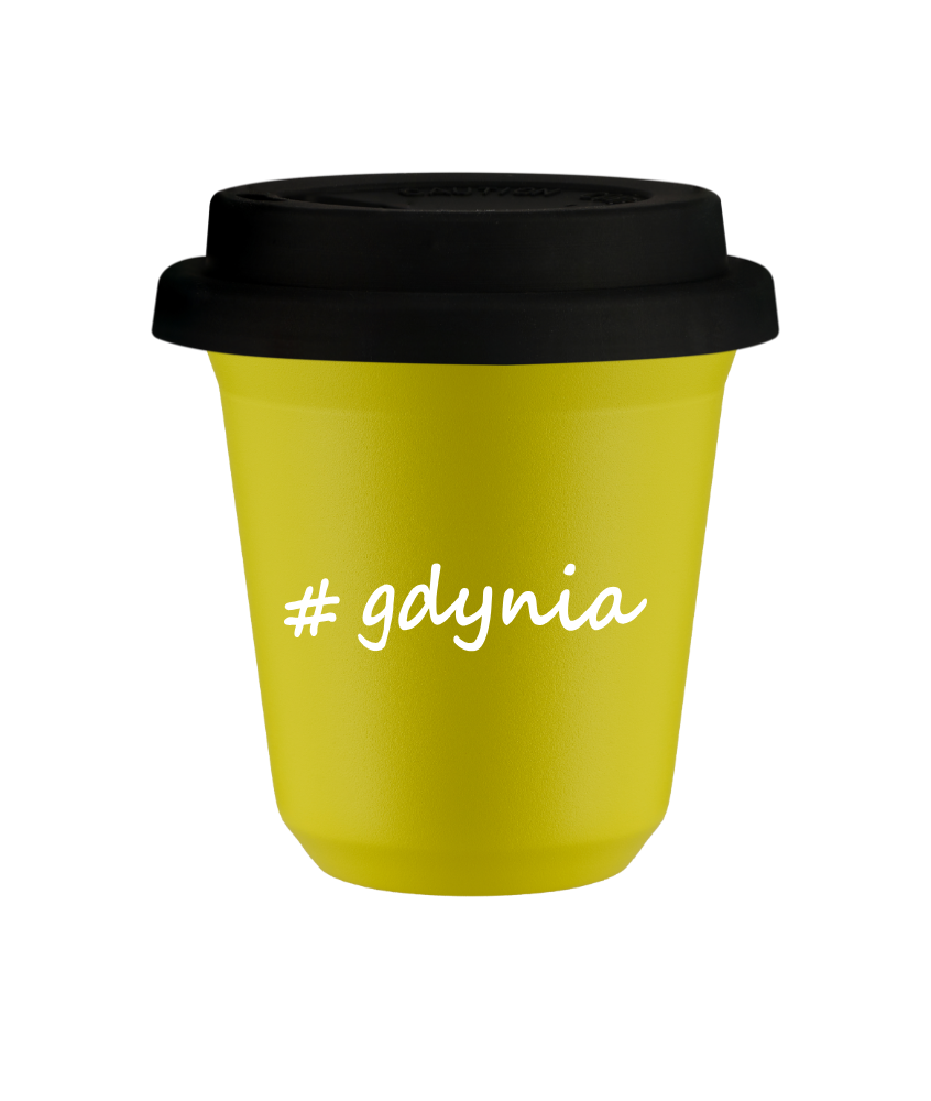 Kubek 240 ml ŻÓŁTY Gdynia z pokrywką czarna kubek termiczny na kawe | 75,00 zł Kubek 240 ml ŻÓŁTY Gdynia z pokrywką czarna kubek termiczny na kawe | 75,00 zł