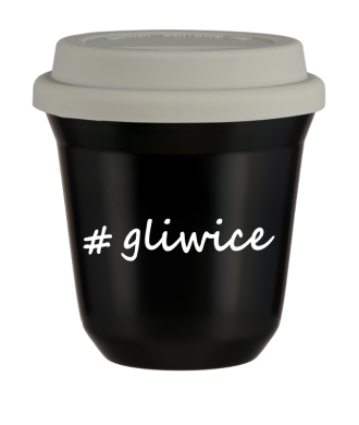 Kubek 80 ml CZARNY Gliwice z pokrywką biala