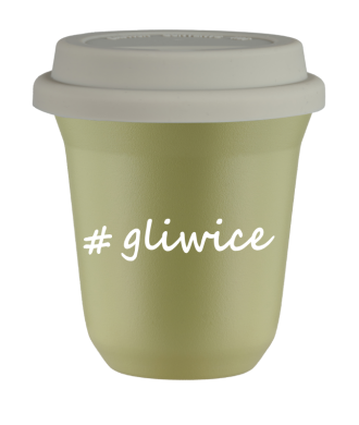 Kubek 240 ml PISTACJOWY Gliwice z pokrywką biala