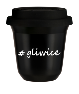 Kubek 150 ml CZARNY Gliwice z pokrywką czarna