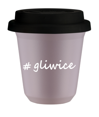Kubek 150 ml LAWENDOWY Gliwice z pokrywką czarna