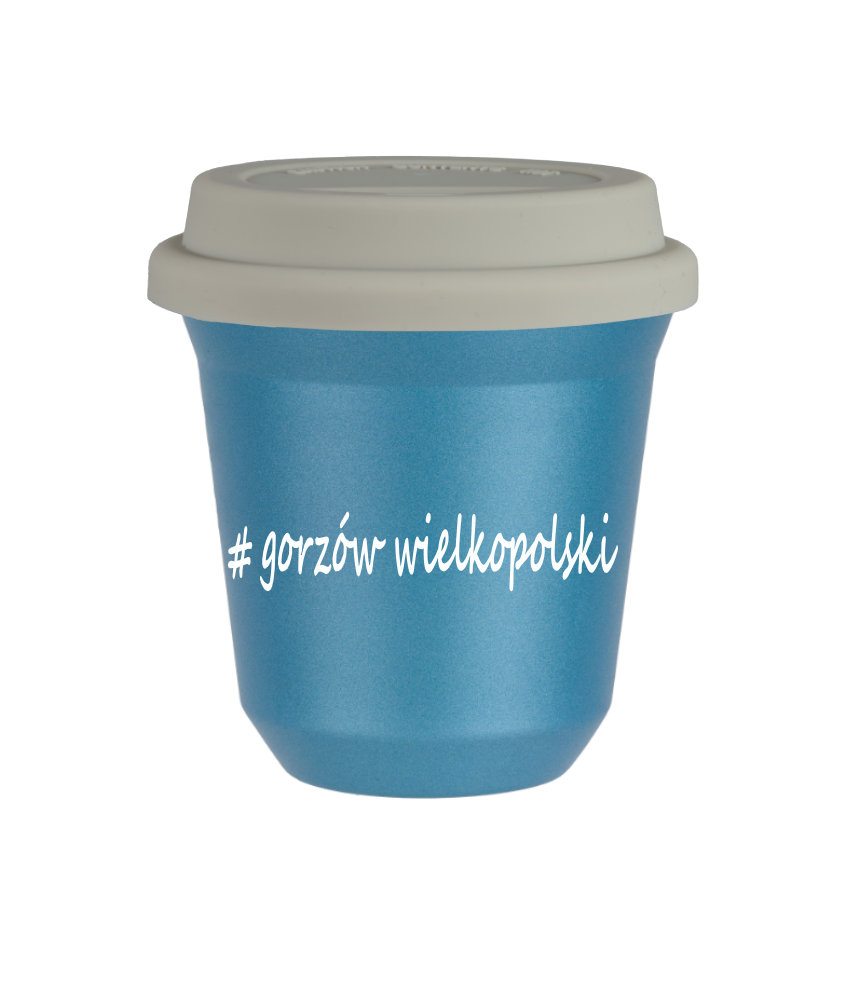 Kubek 240 ml BŁĘKITNY METALIC Gorzów Wielkopolski z pokrywką biala kubek termiczny na kawe | 75,00 zł Kubek 240 ml BŁĘKITNY METALIC Gorzów Wielkopolski z pokrywką biala kubek termiczny na kawe | 75,00 zł